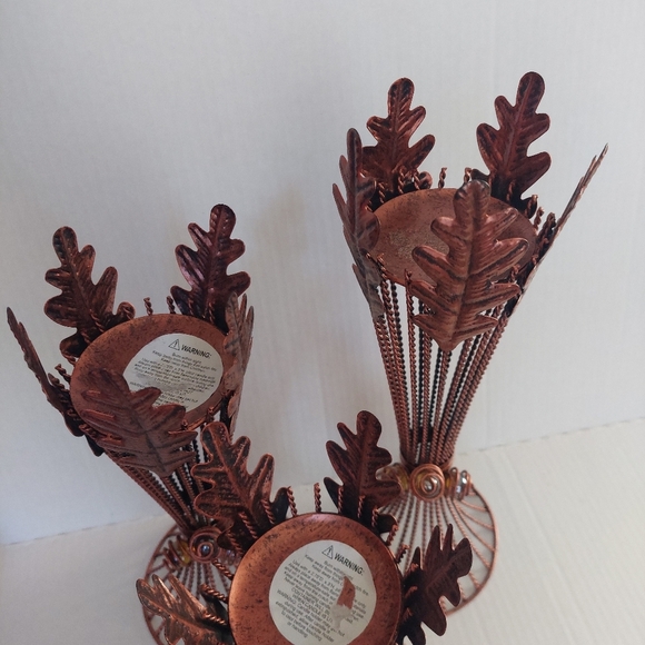 New 3pcs Fall Leaf Candle Holders Brass Color 3 Sizes Autumn (BAG B) - Picture 2 of 4